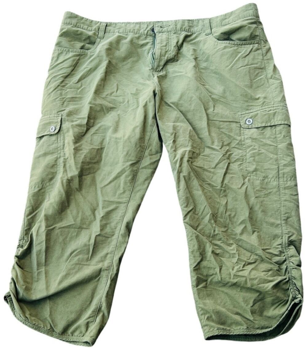 🍃 Woolrich Green Linen Blend Cargo Pants Women’s 12 Outdoor Utility